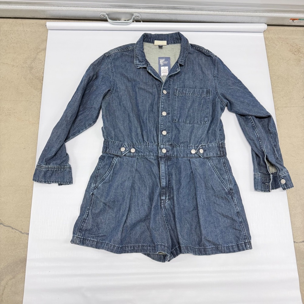 Universal Thread Womens Denim Romper Dark Wash Long Sleeve Size 16 NWT 014087124